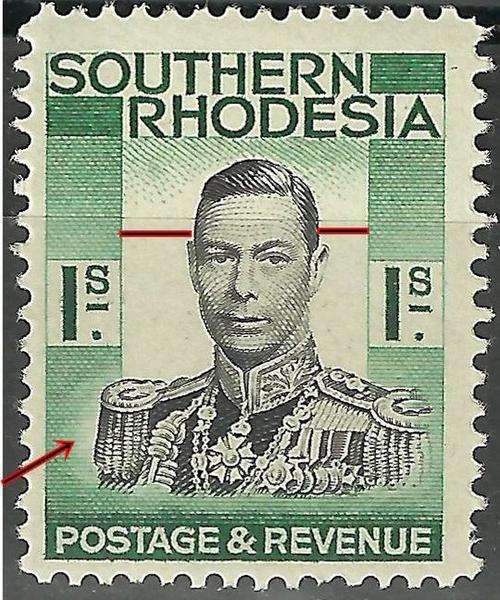Rare S-Rhodesia KGV 1/ 1937 Superb MNH with headplate shift SACC 50 CV for MM R3000